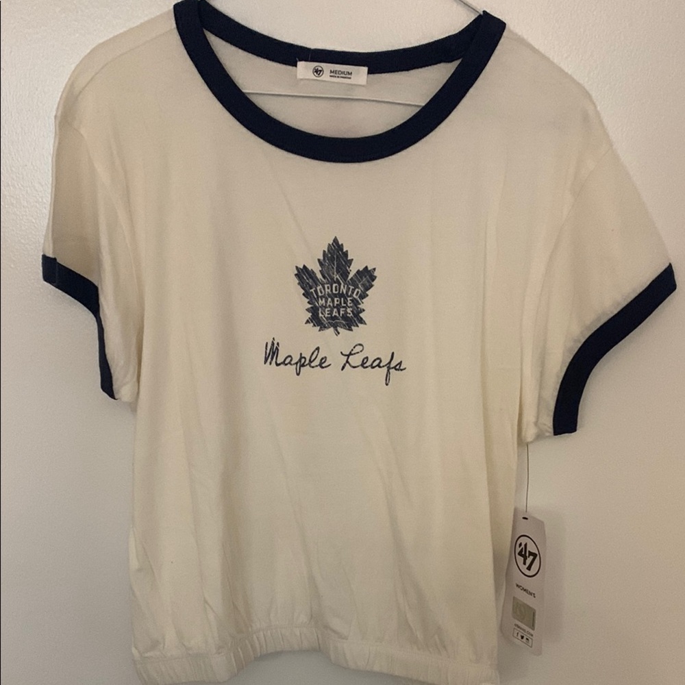 Toronto maple leafs Cream and Blue Fitted Short Sleeve Tee🏒🥅💙